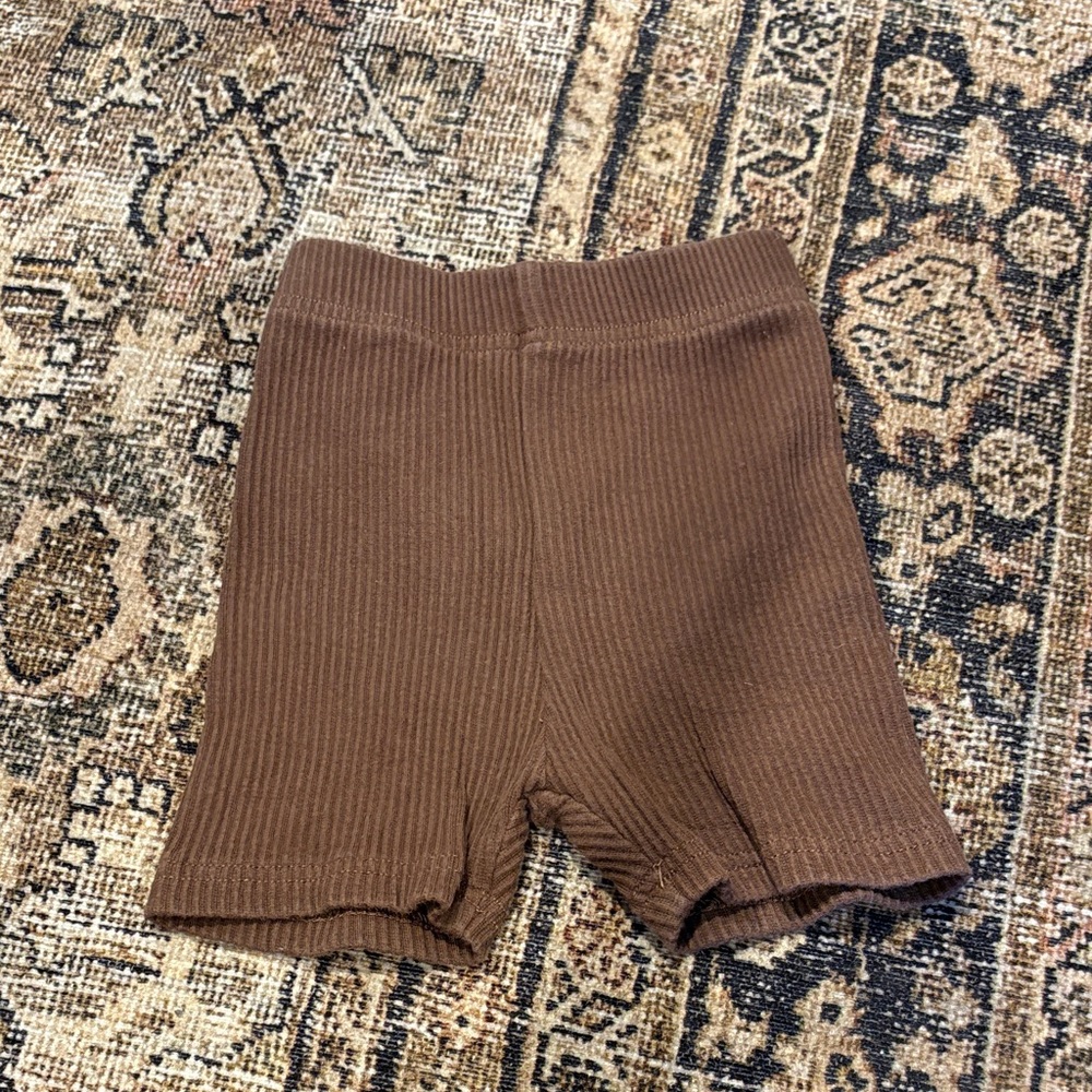 Kids Ribbed Bike Shorts — Brown